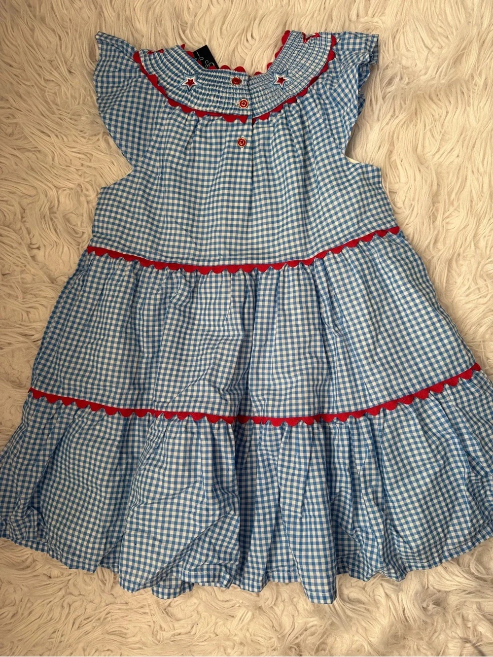 NWT Cynthia Rowley Girls 5T Blue Gingham Patriotic Dress